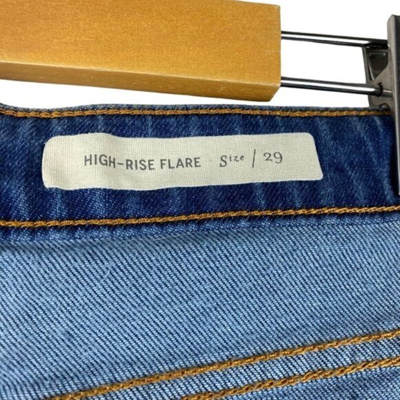 Anthropologie Pilcro and the Letterpress High Rise Flare Ankle Raw Hem Blue 29 - Picture 11 of 16